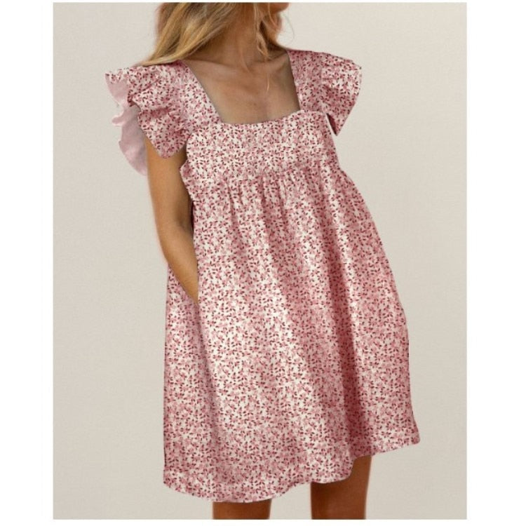 Women Autumn Spring Vintage Mini Cupcake Dress V Neck Long Lantern Sleeve Back With Ruffles Korean Style Elegant Red Dress