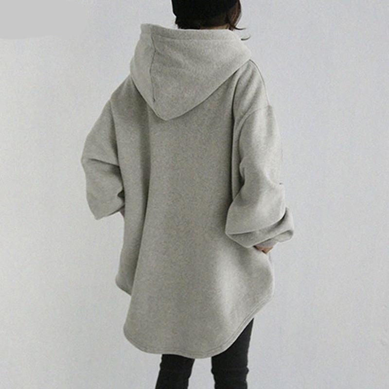 Sixsr Women's Hoodies Long Sleeve Sweatshirts Autumn Casual Solid Loose Long Drawstring Pullovers Oversized Streetwear