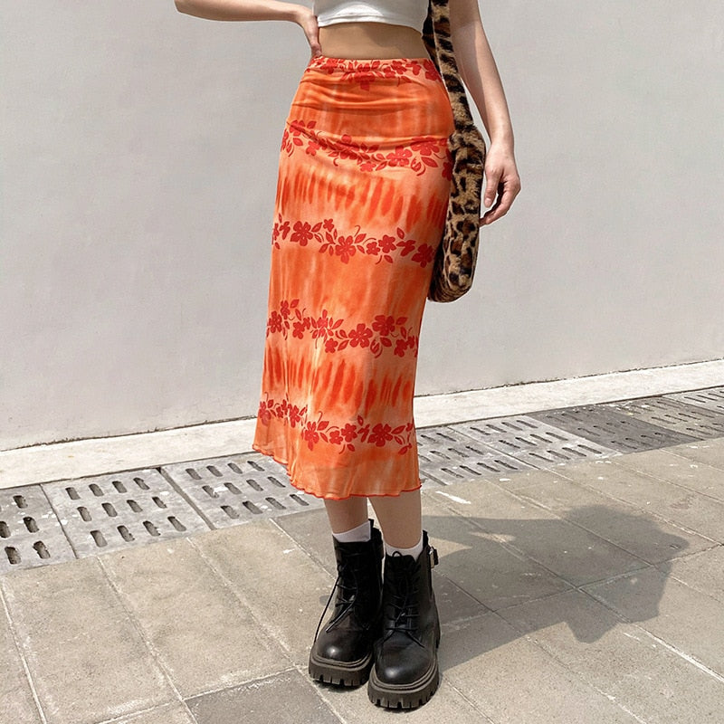 Sixsr Autumn Fairy Grunge Long Tulle Skirts Women Kawaii Plaid Black Skirt Harajuku Low waisted Skirt Korean Fashion