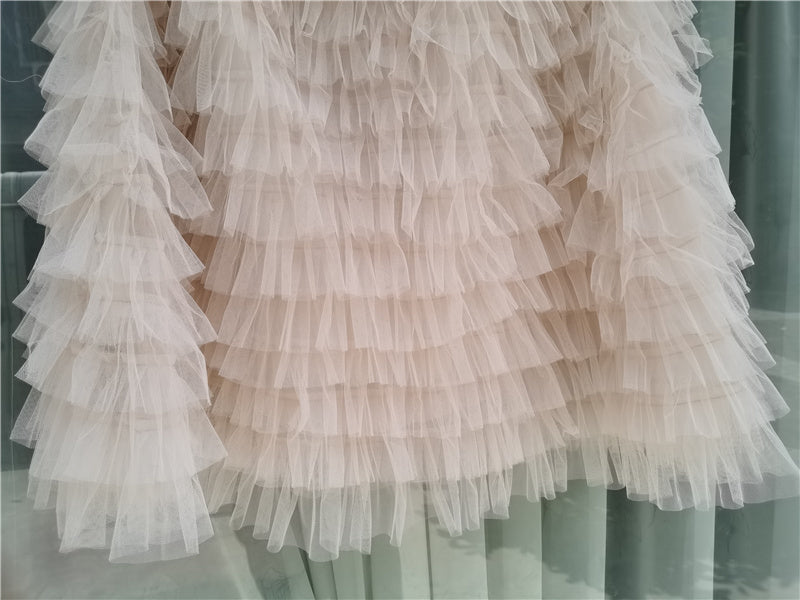 sixsr jupe femme ete Spring Party Skirt Elastic High Waist Long Tulle Skirt Women Multilayer ruffles Pink Mesh Tutu Skirt Ladies