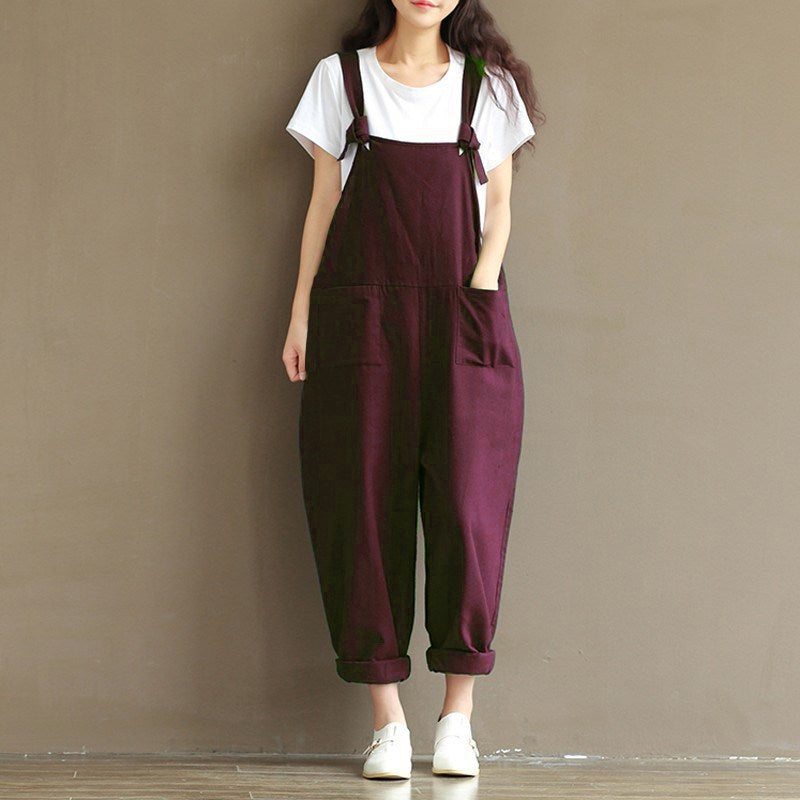 Sixsr Ladies Casual Women Jumpsuits Loose Solid Harem Trousers Casual Ladies Overallpants Playsuits Wide Leg Pants Plus Size 5XL