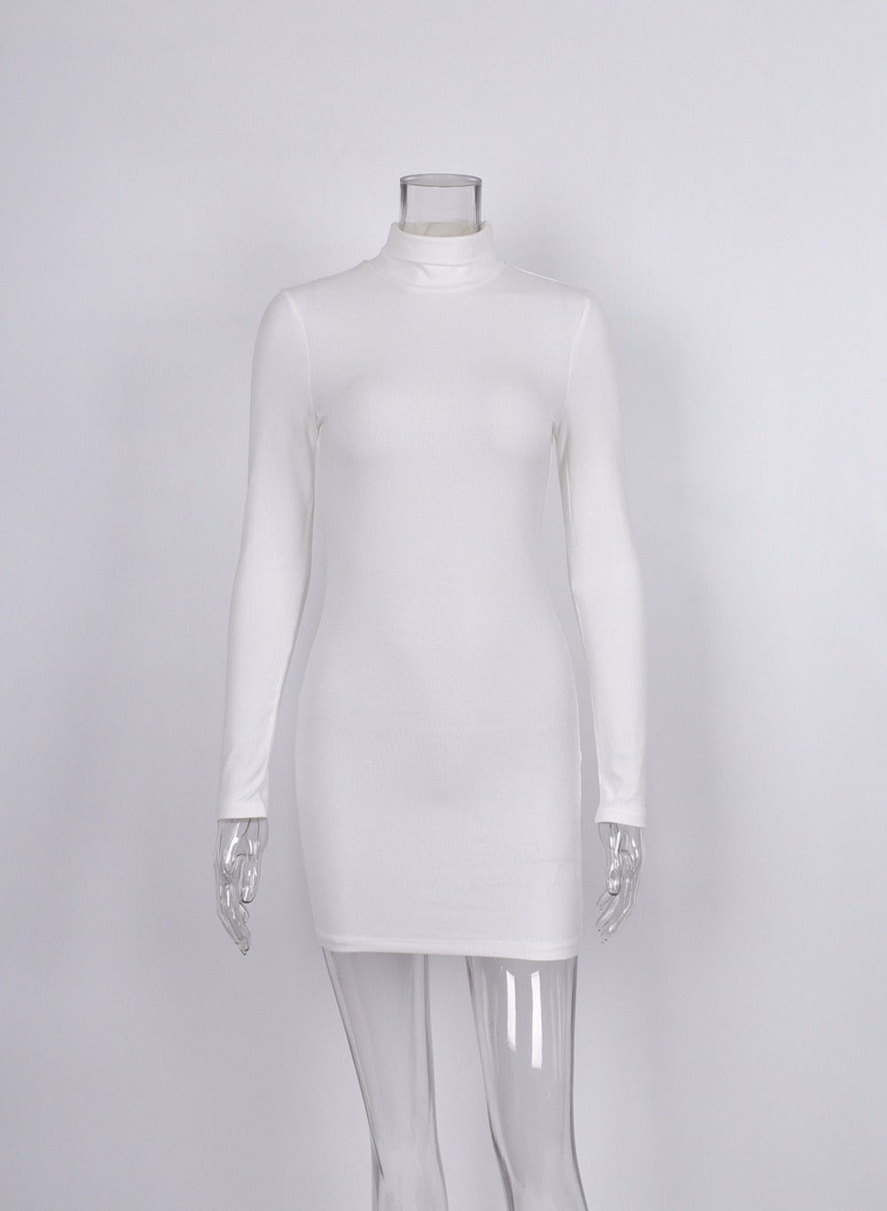 Summer New Women's Wear Black High Collar Long Sleeve Outdoor Sports Sexy Tight Mini Short Dress