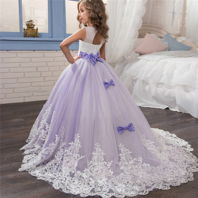 sixsr Red Girl Lace Embroidery Christmas Birthday Party Dress Flower Wedding Gown Formal Kids Dresses For Girls Teen Clothes 6 14 Yrs