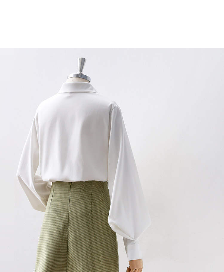 Sixsr Lantern Sleeves Vintage Shirts Women Elegant White Womens Blouse with Lush Sleeves Fashion Button Up Shirt Black