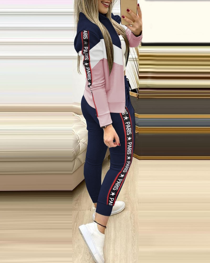 sixsr Fashion Tracksuit 2 Piece Set Autumn Winter Zipper Jacket + Long Pants Sports Suit Female Sweatshirt Sportswear Suit For Woman