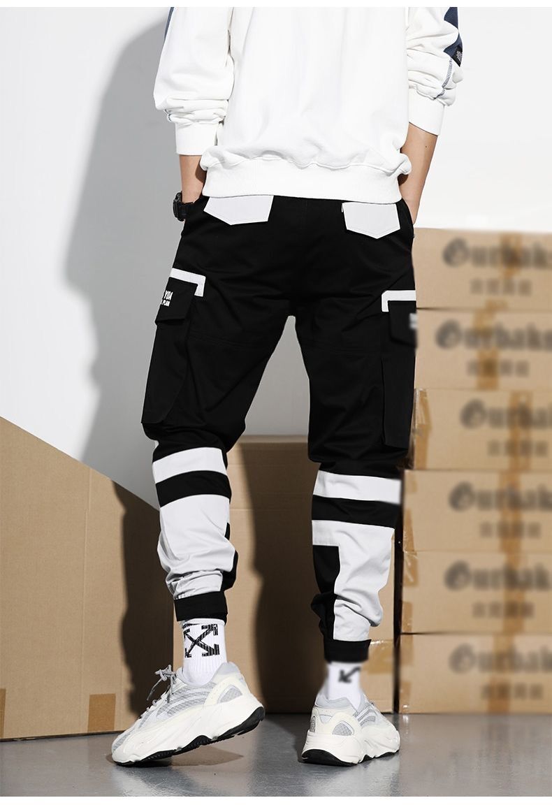 Men New Spring Hip Hop Pants Club Singer Stage Costume Trousers Ribbons Streetwear Joggers Sweatpants Hombre