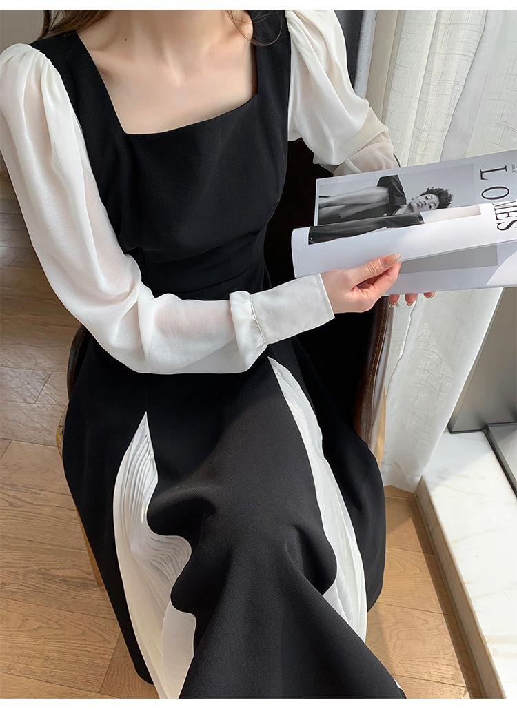 Office Lady Black Elegant Dress Women French Vintage Midi Dress Casual Party One Piece Dress Korean Fashion Autumn Chic