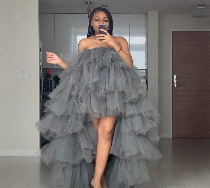 sixsr Fashion Hi Low Puffy Tiered Tulle Women Drsee Plus SizeTo Party Dresse Pretty Tulle Dressing Royal Blue Tutu Women Orchid Dress