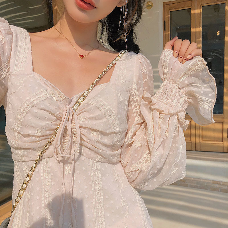 Sixsr Vintage Fairy Dress Women Elegant Designer Chiffon Dress Long Sleeve French Party Midi Dress Casual Women's Clothing Autumn