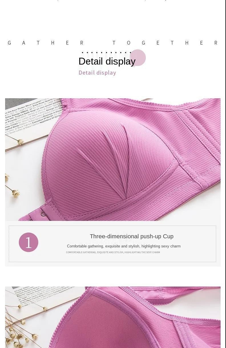 Sixsr Plus Size Sexy Push Up Bra Front Closure Solid Color Brassiere Wireless Bralette Breast Seamless Bras for Women BCD 105