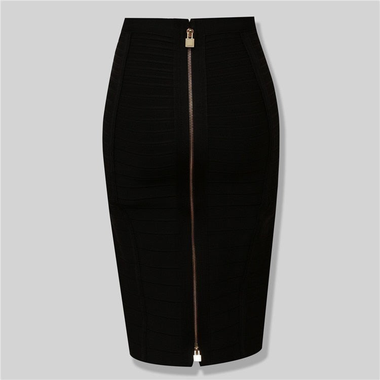 sixsr 16 Colors XL XXL Sexy Solid Zipper Orange Blue Black Red White Pink Bandage Skirt Women Elastic Bodycon Summer Pencil Skirt 58cm