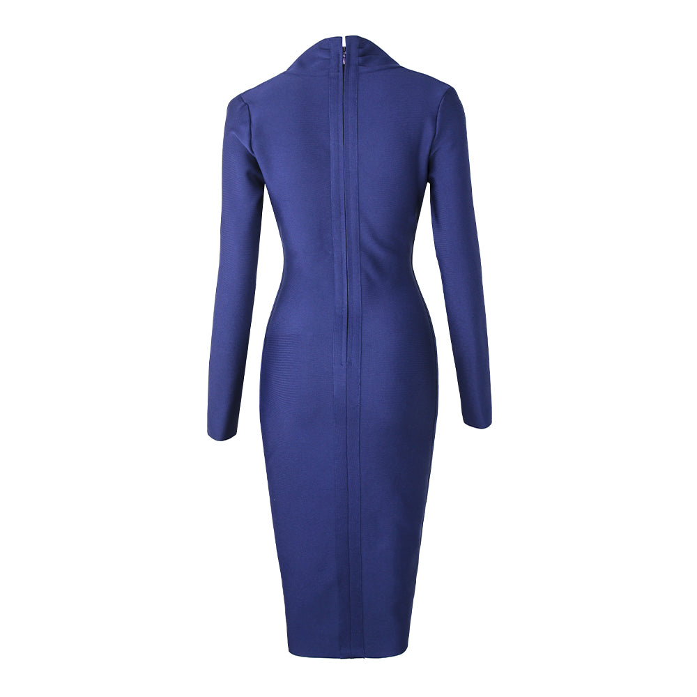 Sixsr New Summer Deep V Neck Women Bandage Dress Full Sleeves Celebrity Bodycon Dress Sexy Club Vestidos Evening Party Dresses