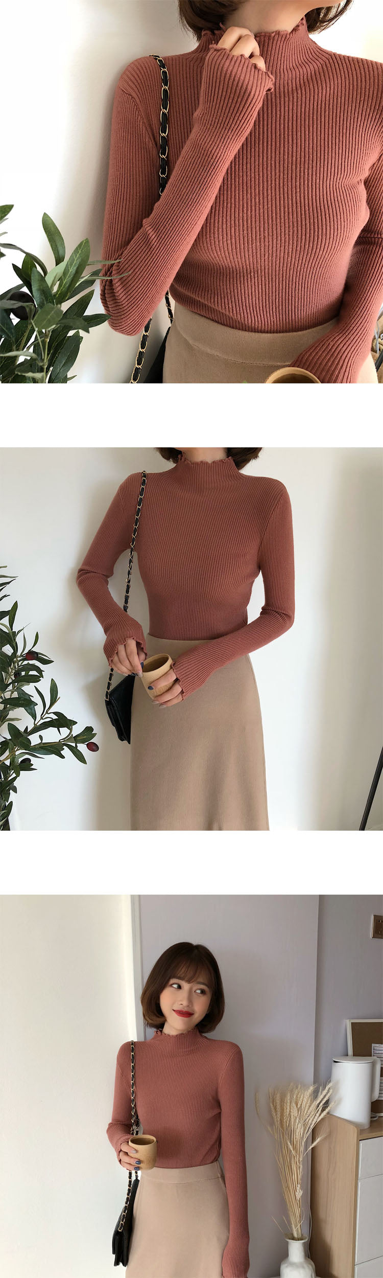 Sixsr Turtleneck Ruched Women Sweater High Elastic Solid Fall Winter Fashion Sweater Women Slim Sexy Knitted Pullovers Pink White