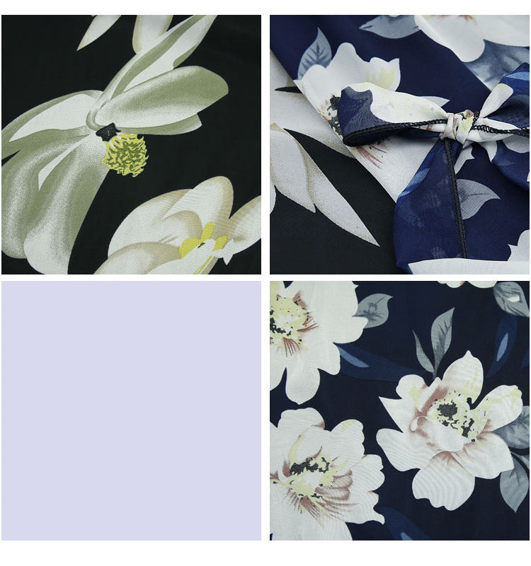 sixsr  New Plus Size Women Chiffon Skirt Europe Fashion Bow Saia Midi Lining Jupe Femme Lace Up Falda Mujer Summer Print Floral Skirts