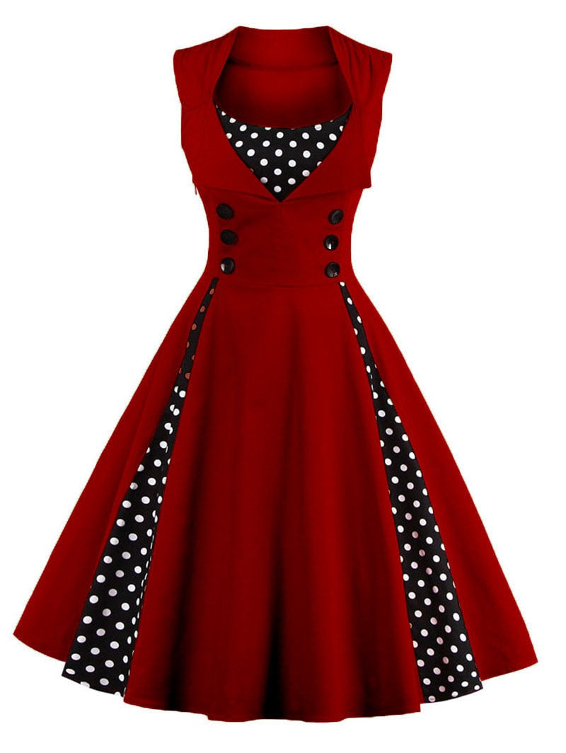 S-4XL Women Robe Retro Vintage Dress 50s 60s Rockabilly Dot Swing Pin Up Summer Party Dresses Elegant Tunic Vestidos Casual