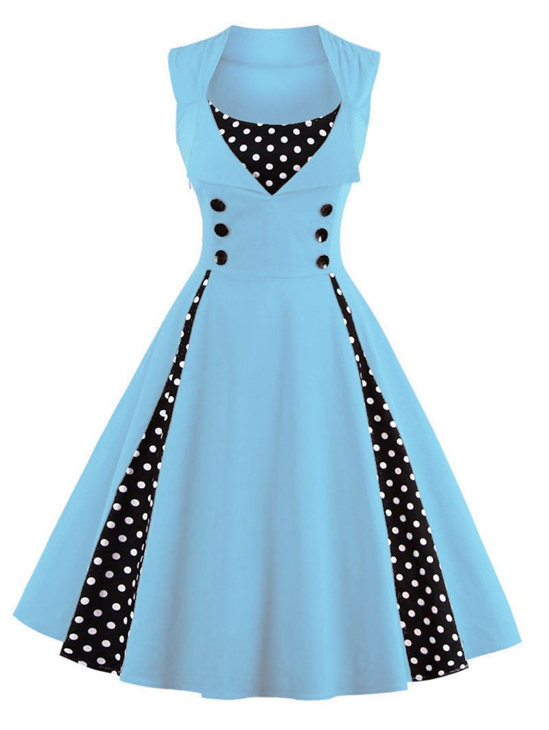 S-4XL Women Robe Retro Vintage Dress 50s 60s Rockabilly Dot Swing Pin Up Summer Party Dresses Elegant Tunic Vestidos Casual