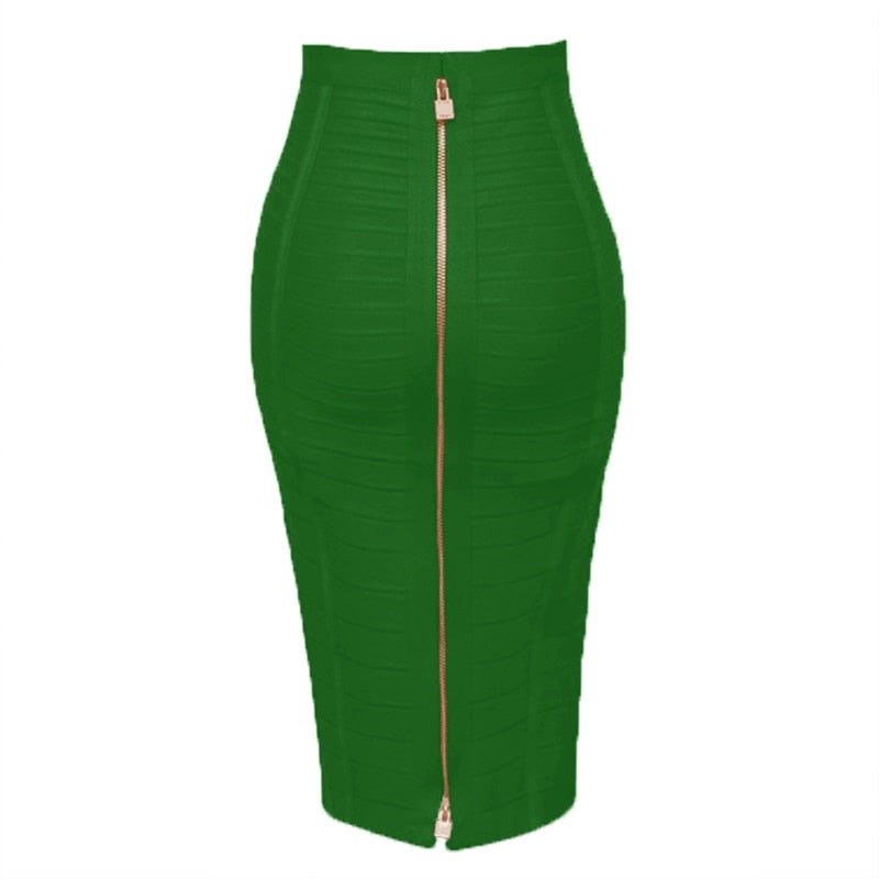 sixsr 16 Colors XL XXL Sexy Solid Zipper Orange Blue Black Red White Pink Bandage Skirt Women Elastic Bodycon Summer Pencil Skirt 58cm