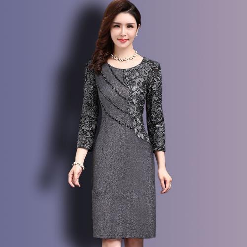 Sixsr Women Sexy Dress autumn Elegant Women Winter 3/4 Sleeve Knee Length Vintage Ol Work Wear Bodycon Lace Crochet Dresses 4XL