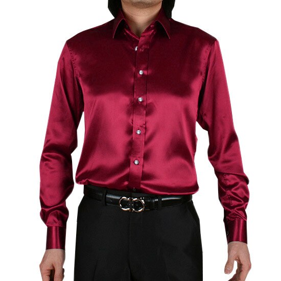 Sixsr 2024 Men's Luxury Silky Shirts Long Sleeve Fashion Loose Casual Silk Like Men Dress Shirt Plus size Wedding Party Stage Clothes