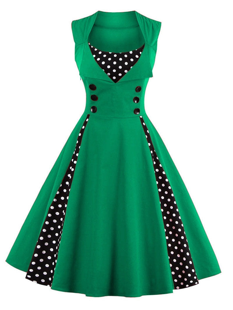 S-4XL Women Robe Retro Vintage Dress 50s 60s Rockabilly Dot Swing Pin Up Summer Party Dresses Elegant Tunic Vestidos Casual