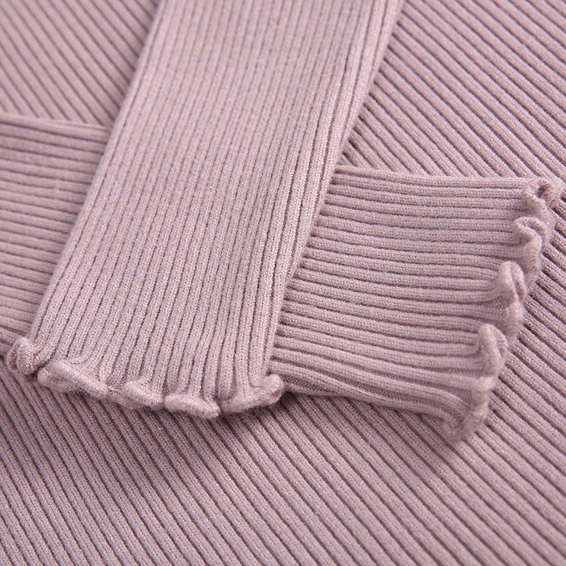 Sixsr Turtleneck Ruched Women Sweater High Elastic Solid Fall Winter Fashion Sweater Women Slim Sexy Knitted Pullovers Pink White