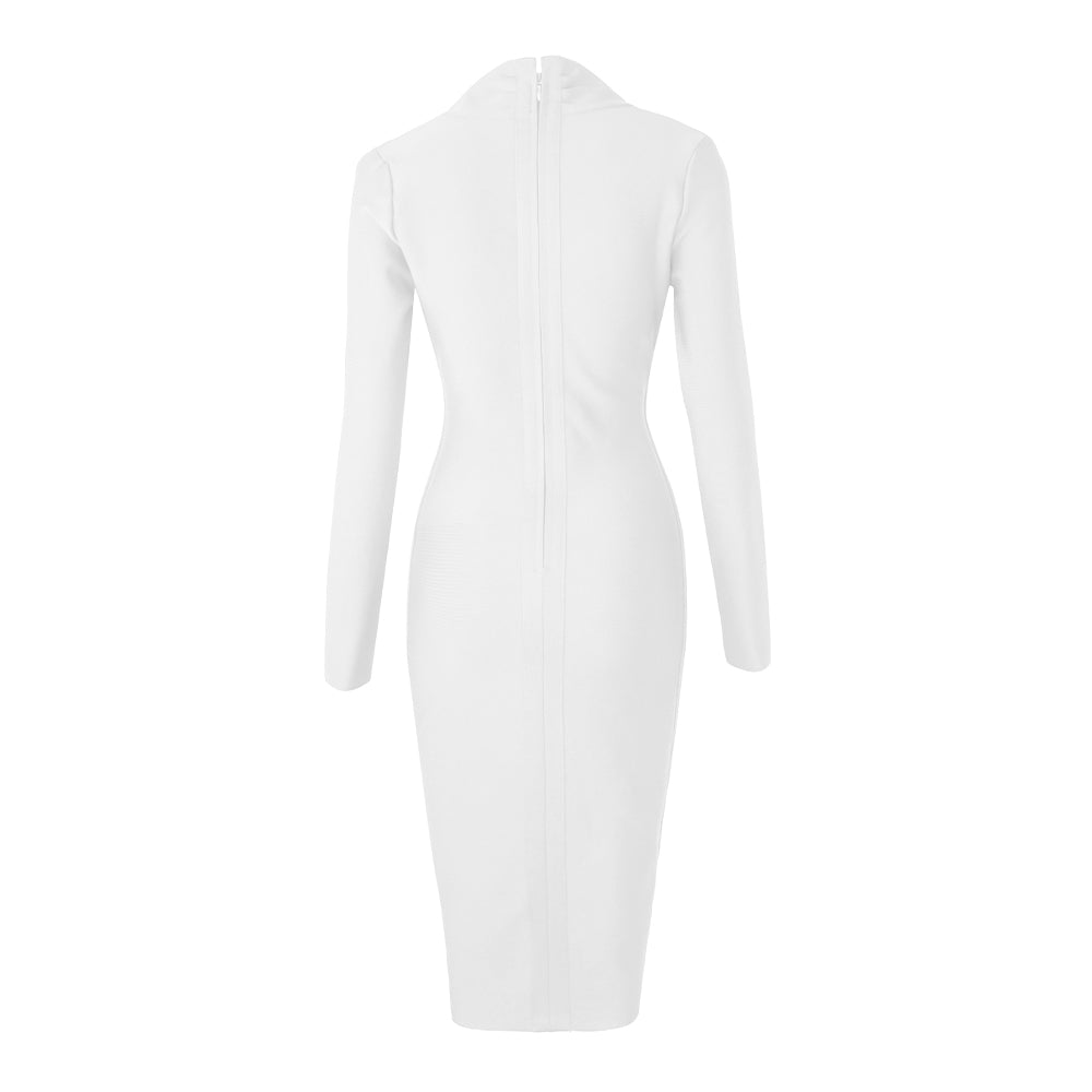 Sixsr New Summer Deep V Neck Women Bandage Dress Full Sleeves Celebrity Bodycon Dress Sexy Club Vestidos Evening Party Dresses