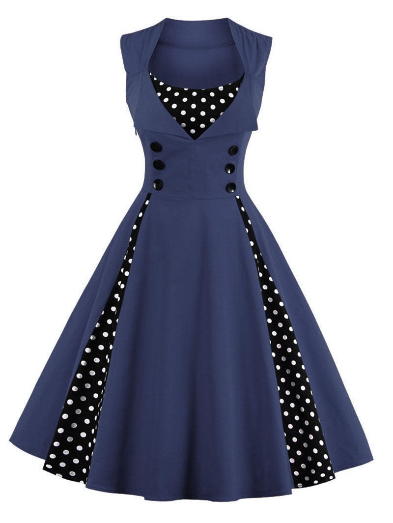 S-4XL Women Robe Retro Vintage Dress 50s 60s Rockabilly Dot Swing Pin Up Summer Party Dresses Elegant Tunic Vestidos Casual