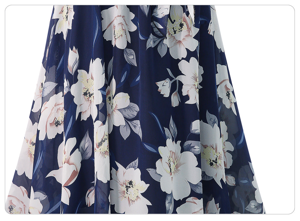 sixsr  New Plus Size Women Chiffon Skirt Europe Fashion Bow Saia Midi Lining Jupe Femme Lace Up Falda Mujer Summer Print Floral Skirts