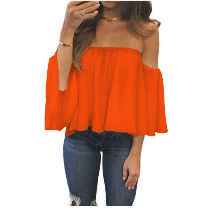 Summer T-shirt Women Fashion Sexy Chiffon Off Shoulder Shirts Strapless Short Sleeve Beach Tops Tee Feminine 5XL
