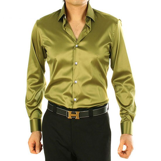 Sixsr 2024 Men's Luxury Silky Shirts Long Sleeve Fashion Loose Casual Silk Like Men Dress Shirt Plus size Wedding Party Stage Clothes