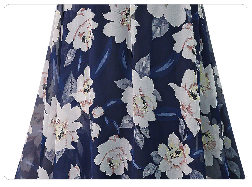 sixsr  New Plus Size Women Chiffon Skirt Europe Fashion Bow Saia Midi Lining Jupe Femme Lace Up Falda Mujer Summer Print Floral Skirts