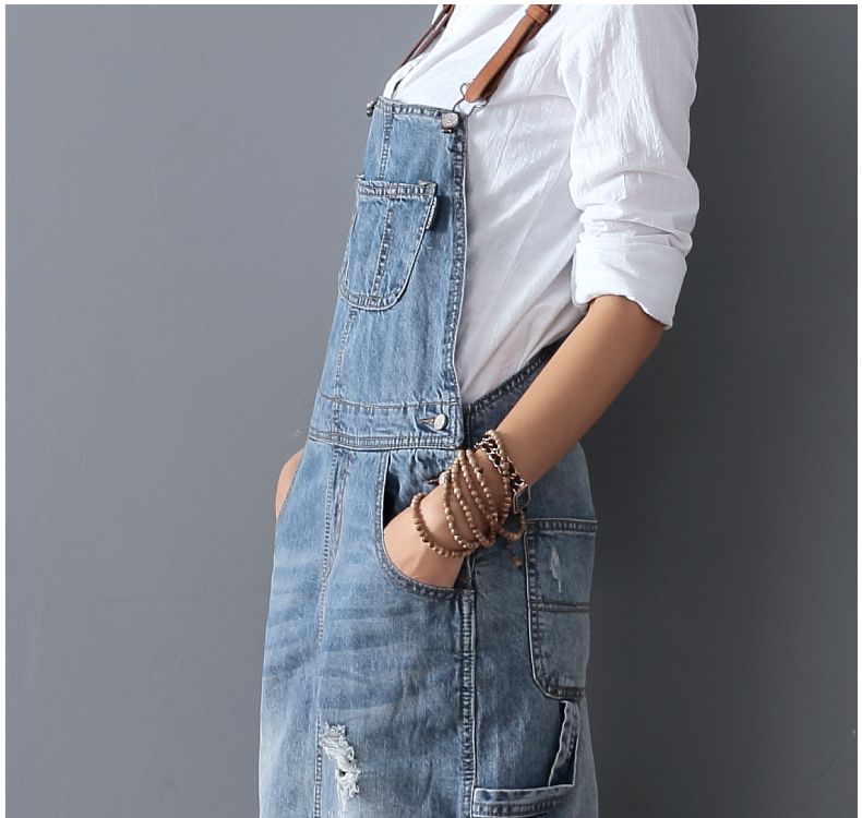 Sixsr Fashion Maxi Denim Dress Summer Ladies Suspenders Holes Jean Dresses Female Loose Plus Size 5XL Bib Blue cowboy Long Dress 8075