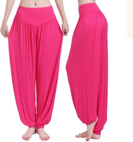 sixsr Women Harem Pants Casual Loose Cotton Solid Elastic Waist Wide Leg Pants Plus Size Loose Long Bloomers Trousers 15 Colors
