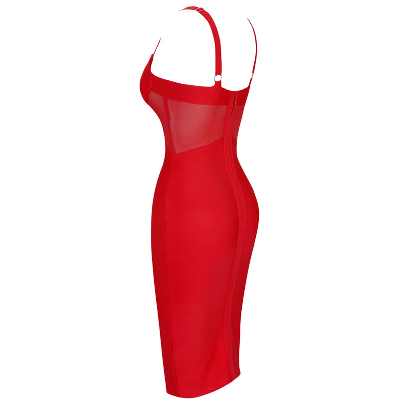 sixsr Bandage Dress Women Black Bodycon Dress Elegant Sexy High Quality Mesh Insert Corset Evening Party Dress Club Summer New