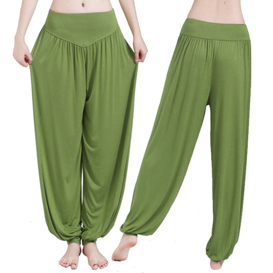 sixsr Women Harem Pants Casual Loose Cotton Solid Elastic Waist Wide Leg Pants Plus Size Loose Long Bloomers Trousers 15 Colors