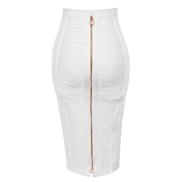 sixsr 16 Colors XL XXL Sexy Solid Zipper Orange Blue Black Red White Pink Bandage Skirt Women Elastic Bodycon Summer Pencil Skirt 58cm