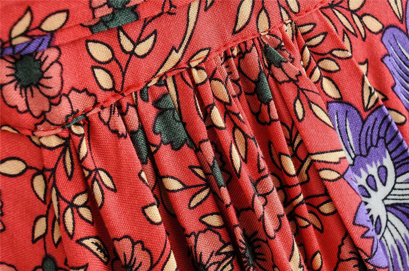 Sixsr Vintage chic vestidos women Floral print bat sleeve beach long Bohemian maxi dress Ladies sexy V neck Summer Boho happie dress