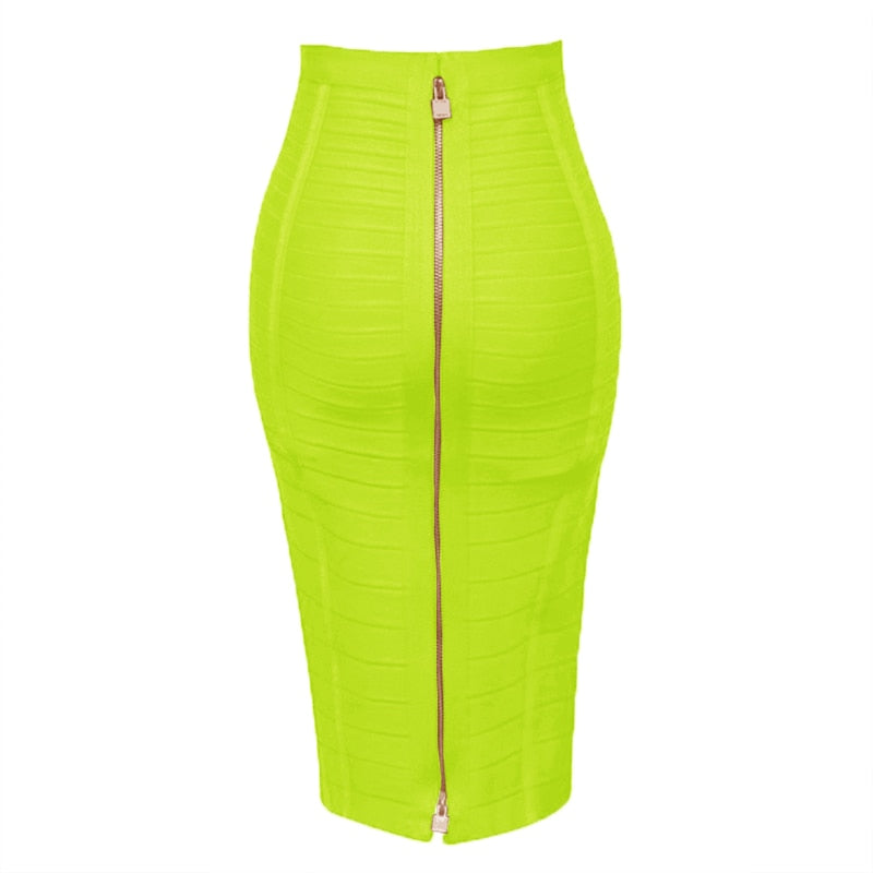 sixsr 16 Colors XL XXL Sexy Solid Zipper Orange Blue Black Red White Pink Bandage Skirt Women Elastic Bodycon Summer Pencil Skirt 58cm