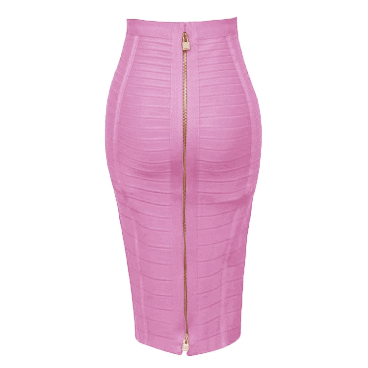 sixsr 16 Colors XL XXL Sexy Solid Zipper Orange Blue Black Red White Pink Bandage Skirt Women Elastic Bodycon Summer Pencil Skirt 58cm