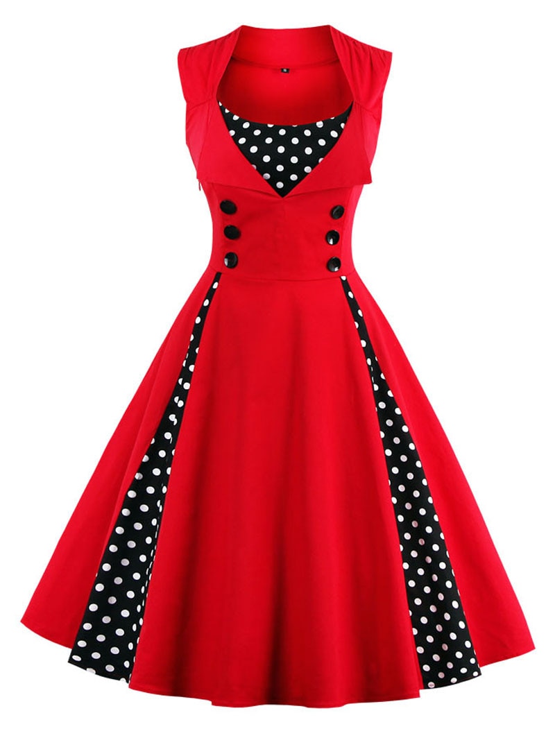 S-4XL Women Robe Retro Vintage Dress 50s 60s Rockabilly Dot Swing Pin Up Summer Party Dresses Elegant Tunic Vestidos Casual