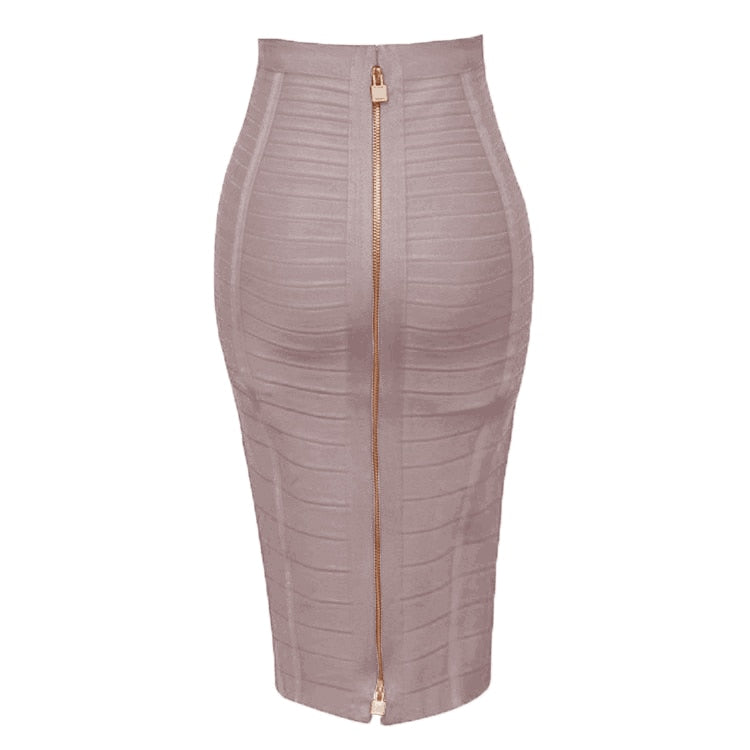 sixsr 16 Colors XL XXL Sexy Solid Zipper Orange Blue Black Red White Pink Bandage Skirt Women Elastic Bodycon Summer Pencil Skirt 58cm