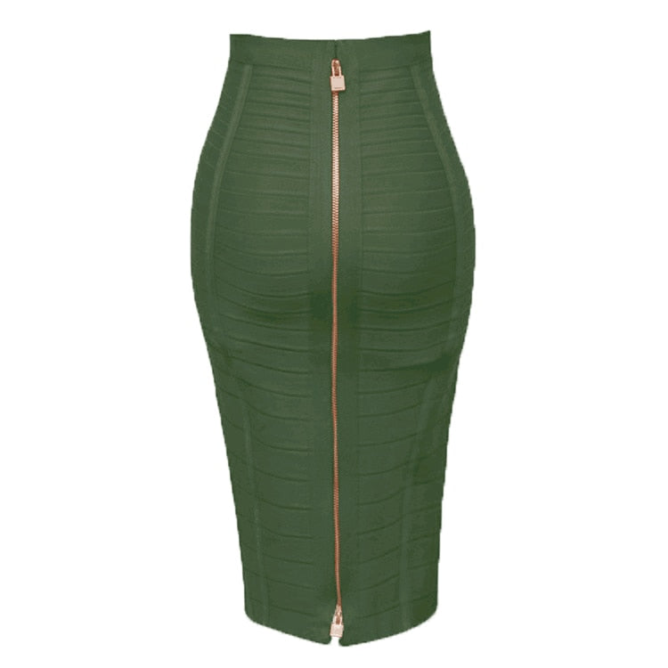 sixsr 16 Colors XL XXL Sexy Solid Zipper Orange Blue Black Red White Pink Bandage Skirt Women Elastic Bodycon Summer Pencil Skirt 58cm