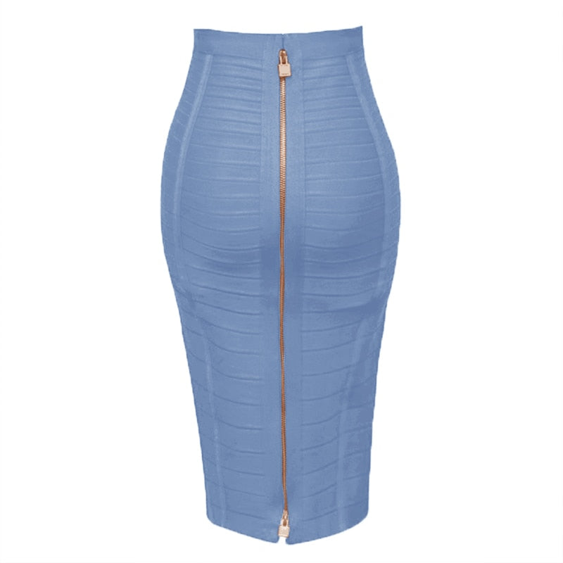 sixsr 16 Colors XL XXL Sexy Solid Zipper Orange Blue Black Red White Pink Bandage Skirt Women Elastic Bodycon Summer Pencil Skirt 58cm