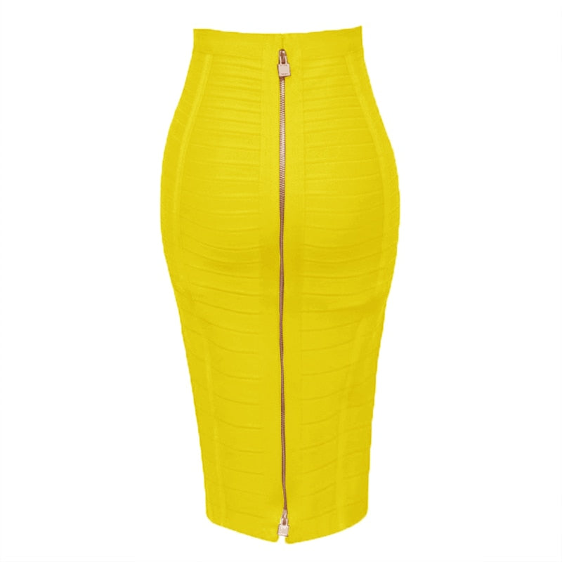 sixsr 16 Colors XL XXL Sexy Solid Zipper Orange Blue Black Red White Pink Bandage Skirt Women Elastic Bodycon Summer Pencil Skirt 58cm