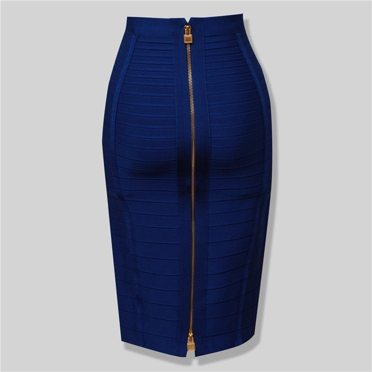sixsr 16 Colors XL XXL Sexy Solid Zipper Orange Blue Black Red White Pink Bandage Skirt Women Elastic Bodycon Summer Pencil Skirt 58cm
