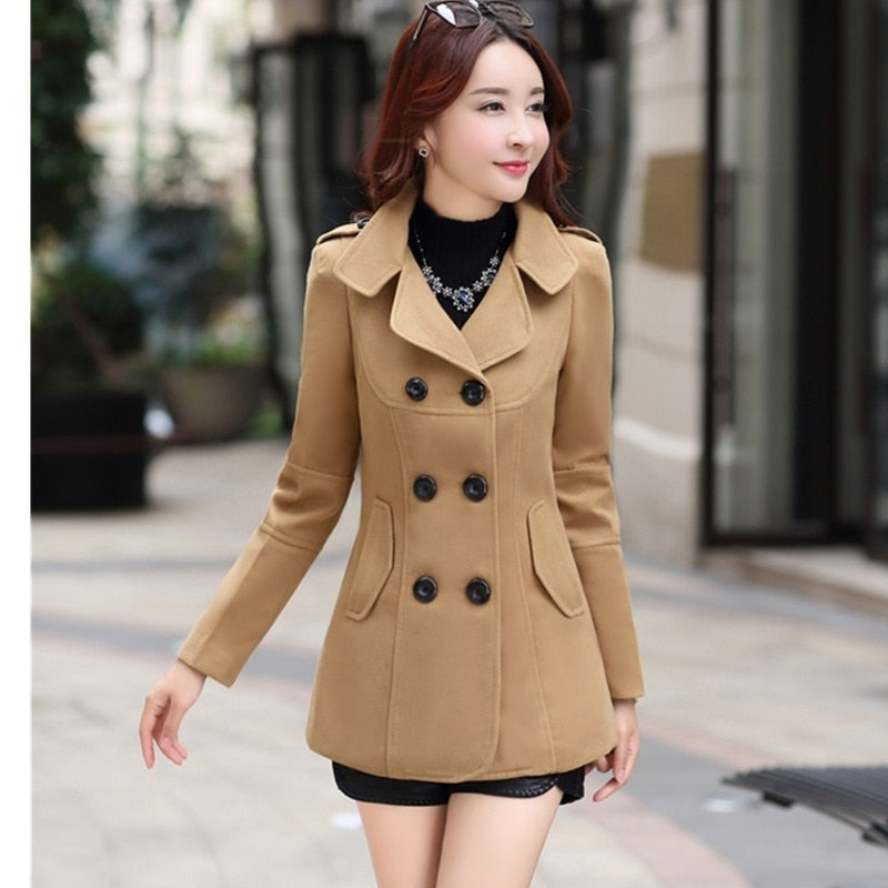 Sixsr Woolen coat women's coat early autumn all-match short coat small shawl gown casual