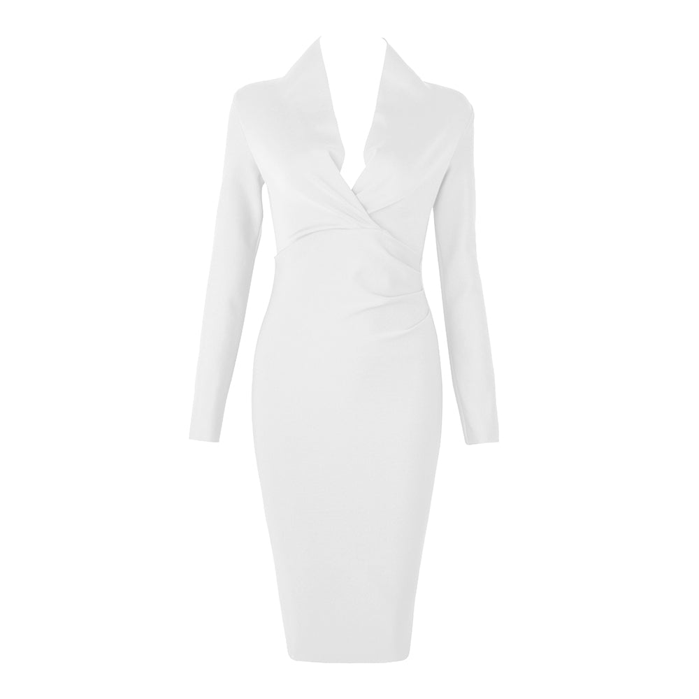 Sixsr New Summer Deep V Neck Women Bandage Dress Full Sleeves Celebrity Bodycon Dress Sexy Club Vestidos Evening Party Dresses