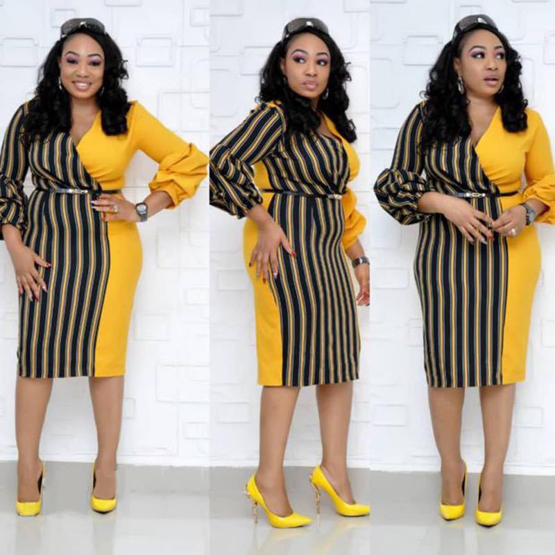 Sixsr new summer elegent fashion style african women plus size knee-length dress L-3XL