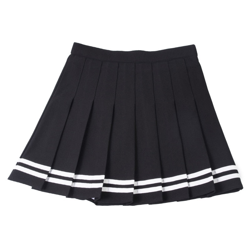 sixsr Y2k Summer Korean Fashion Short Women Skirt Casual Slim Elastic High-Waisted Striped Harajuku Pleated Plaid A-Line Mini Skirts