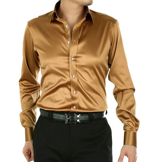 Sixsr 2024 Men's Luxury Silky Shirts Long Sleeve Fashion Loose Casual Silk Like Men Dress Shirt Plus size Wedding Party Stage Clothes